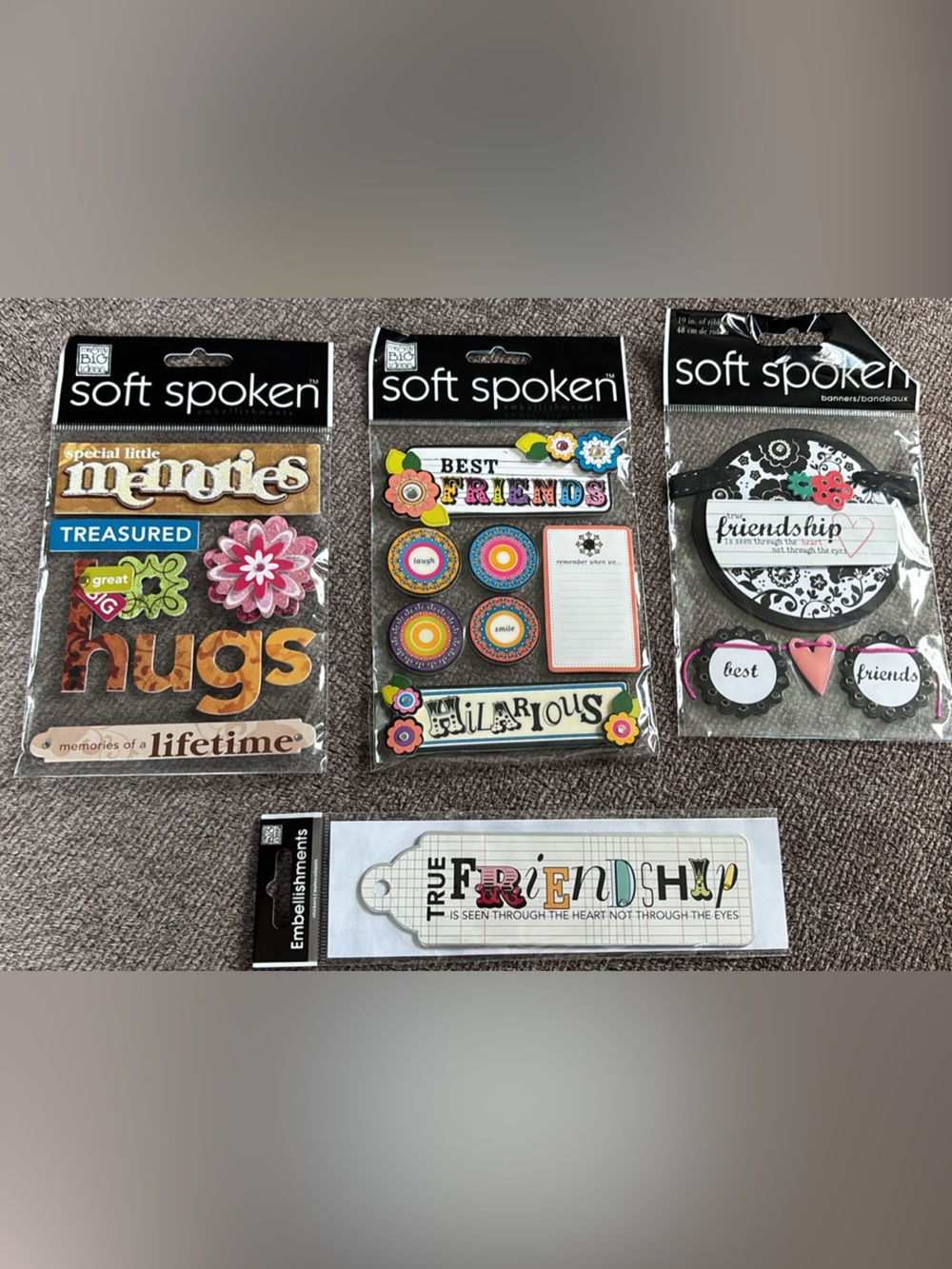 Soft Spoken Friendship Scrapbook Sticker Sets - Multicolor